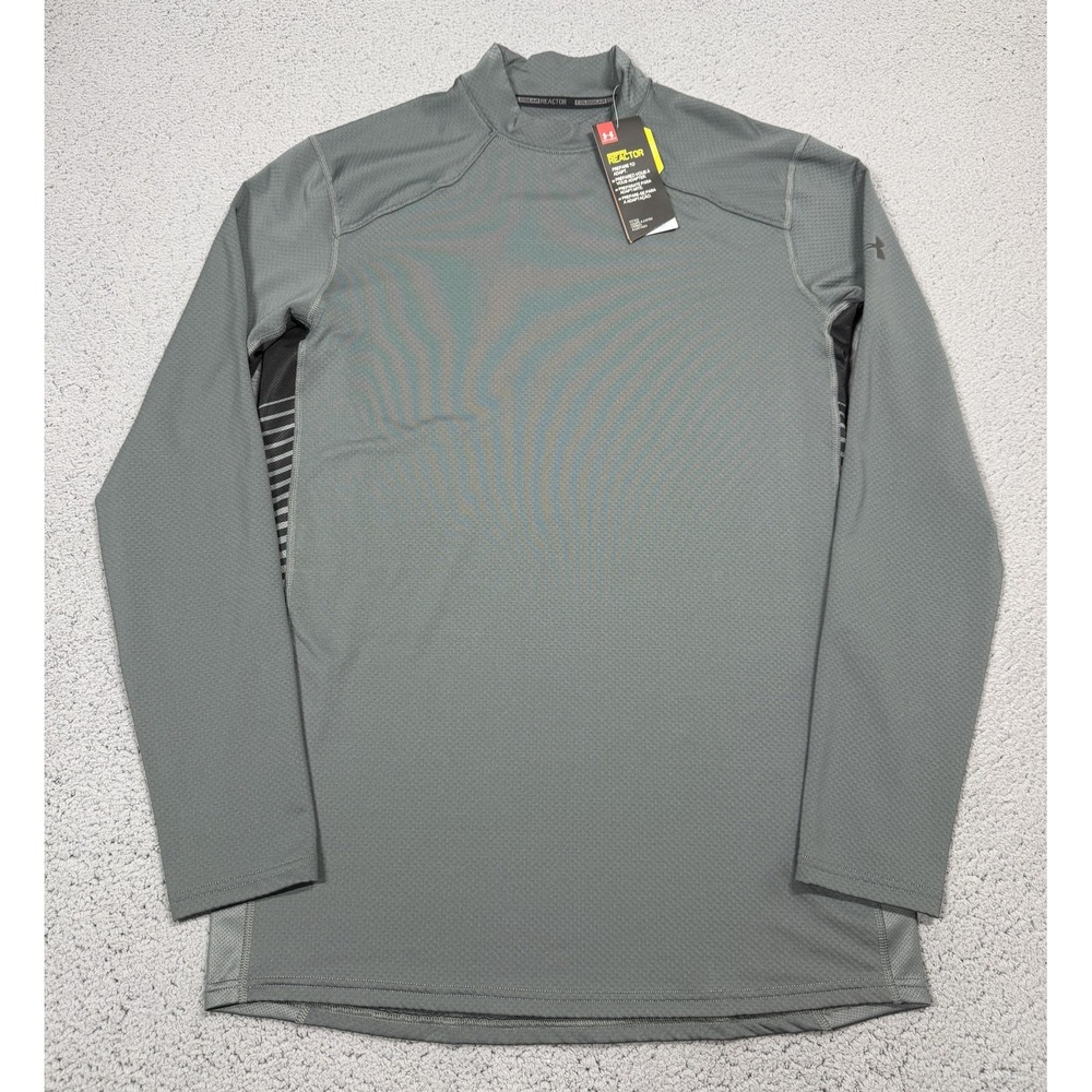 Under Armour ColdGear Reactor‎ Shirt Mens Medium Gray Long Sleeve Mock Neck Top